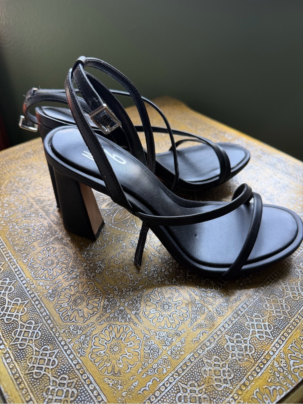 Mix No. 6 Black Strappy Block Heel Sandals